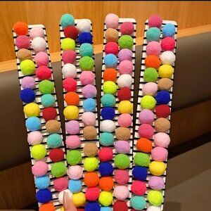 120pcs Sweet Style Colorful Pom-Pom Hair Ties for Girls - Soft Knit, All-Season